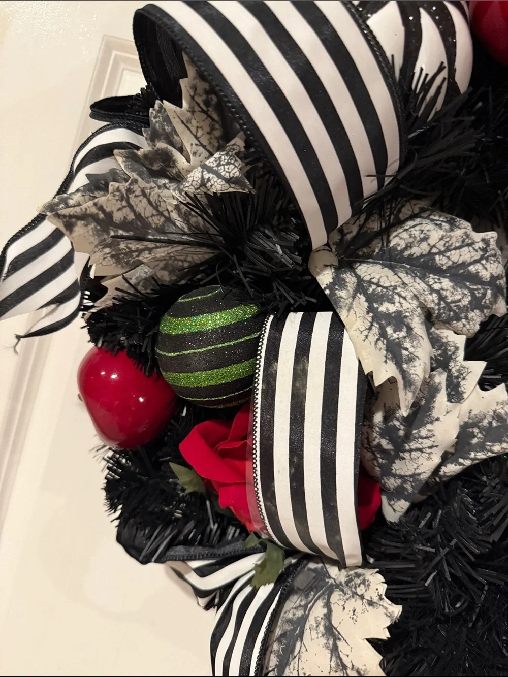 Whimsical Witch Door Wreath with Red Accents